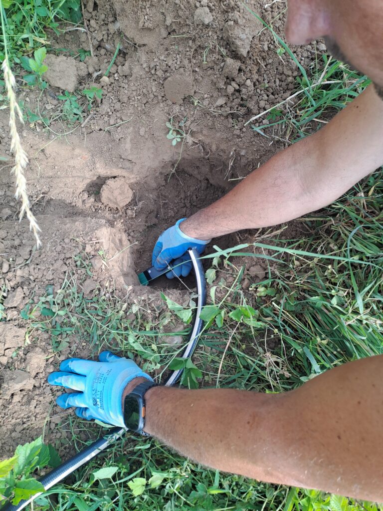 Installazione di una sonda MioSens per il monitoraggio dell'umidità del suolo in un nuovo impianto forestale